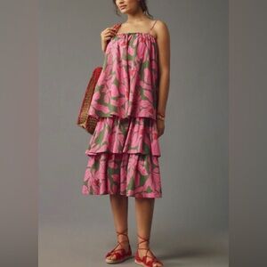 Corey Lynn Calter Tie-Shoulder Tiered Midi Dress